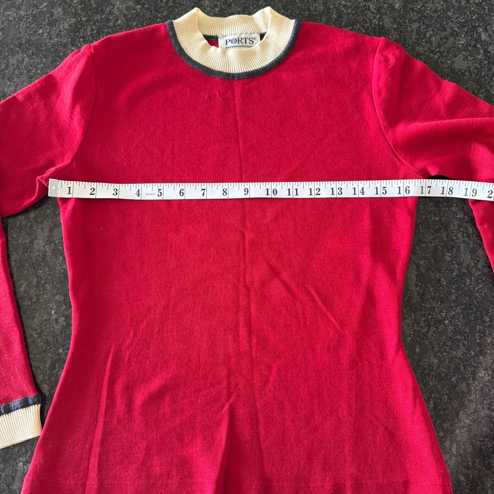 Vintage Ports International Wool Knit Top, Red Long Sleeve Preppy Luxe Classic S - Picture 4 of 8